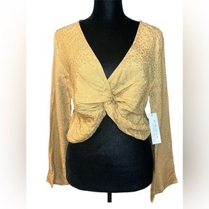 Kirious Los Angeles Women’s Large Crop Top Bell Sleeve Top Yellow